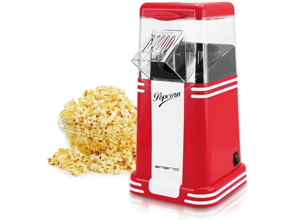Emerio Retro Popcorn Maker, Vintage Στυλ Μηχανή Ποπ Κορν για υγιεινά σνακ, Κόκκινο