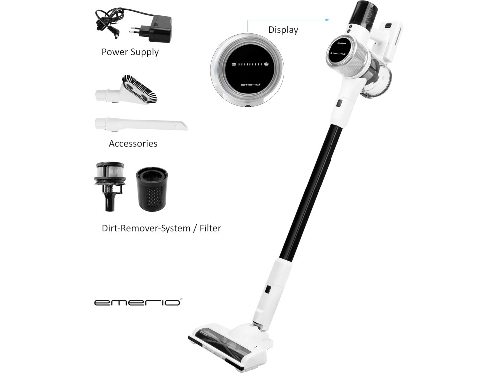 Emerio Wireless Hand Vacuum Cleaner / Stick 2-in-1, 24KPa, Rechargeable Up to 40min Runtime & HEPA Filter