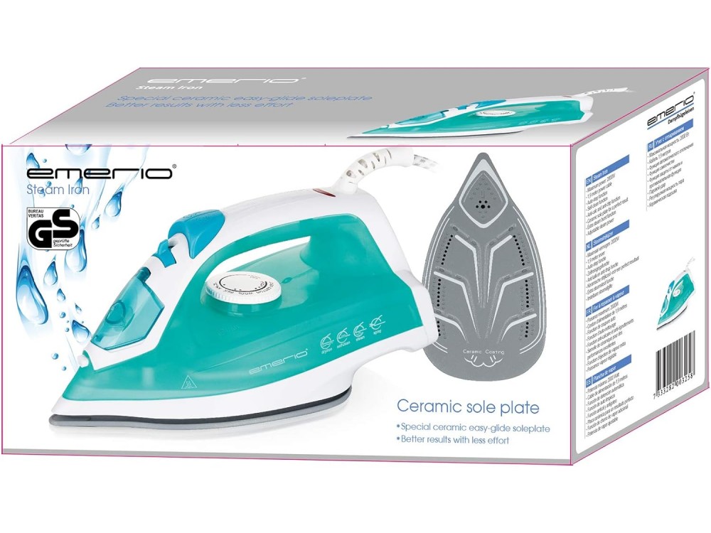 Emerio Steam Iron 2000W with Ceramic Plate and Continuous Supply 17gr/min