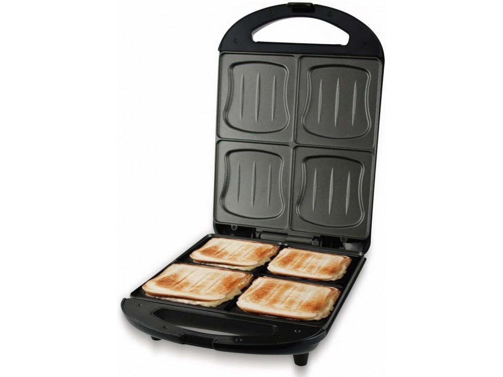 Emerio Toaster for 4 Toasts 1300W - XXL Sandwich Toaster, Non-stick Griddle, Black