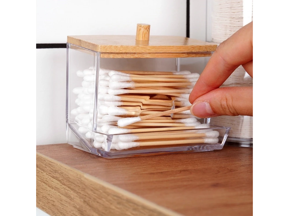 Vilde Cotton Bud & Cotton Case with Bamboo Lid