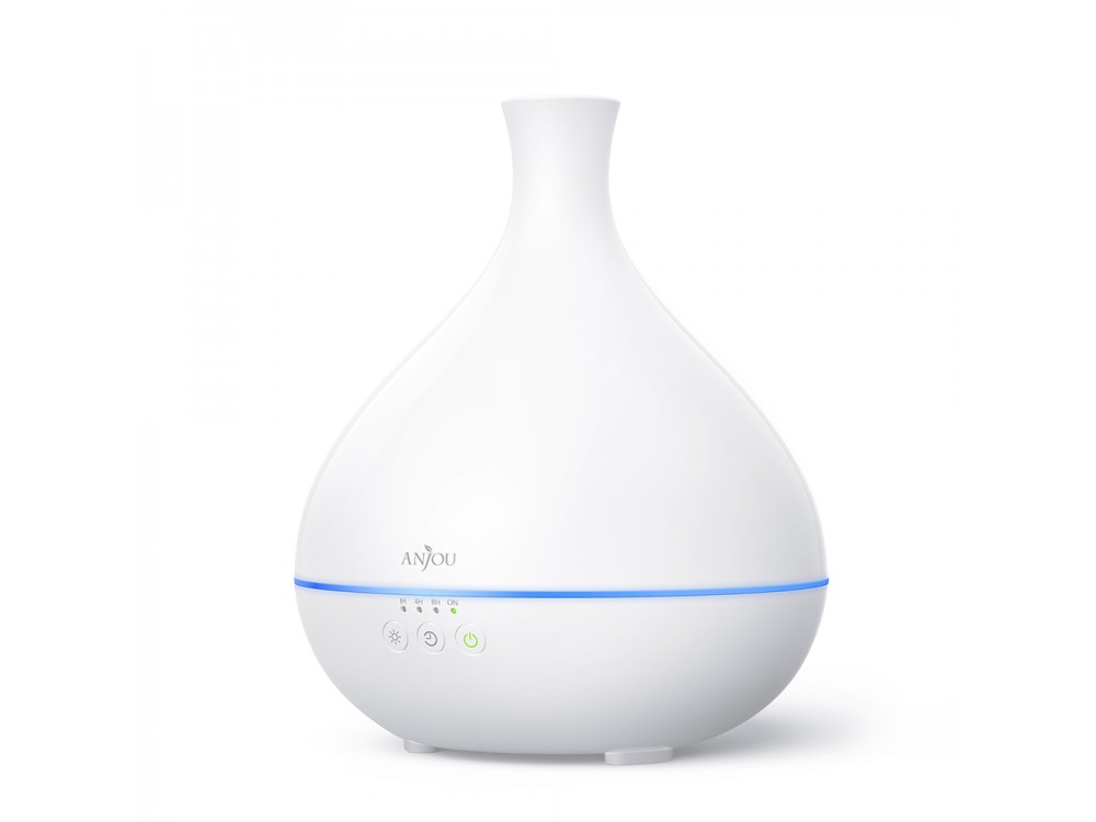 Anjou AJ-AD012 500ml, Oil Diffuser Aromatherapy Device, Adjustable 7 Color, Timer & Auto Shut-Off, White