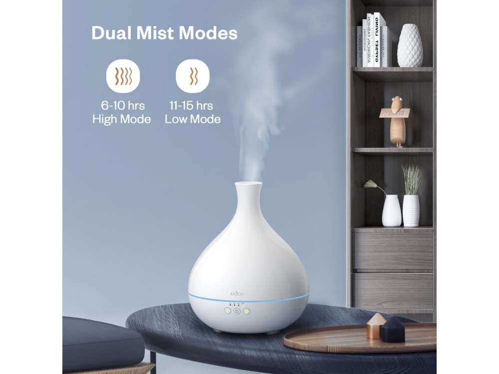 Anjou AJ-AD012 500ml, Oil Diffuser Συσκευή Αρωματοθεραπείας, Adjustable 7 Color, Timer & Auto Shut-Off, White