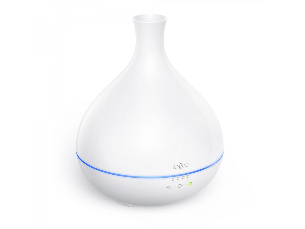 Anjou AJ-AD012 500ml, Oil Diffuser Aromatherapy Device, Adjustable 7 Color, Timer & Auto Shut-Off, White