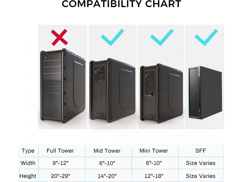 Eureka Ergonomic MCH-B Under Desk Computer Mount, Βάση στήριξης Tower PC, Black