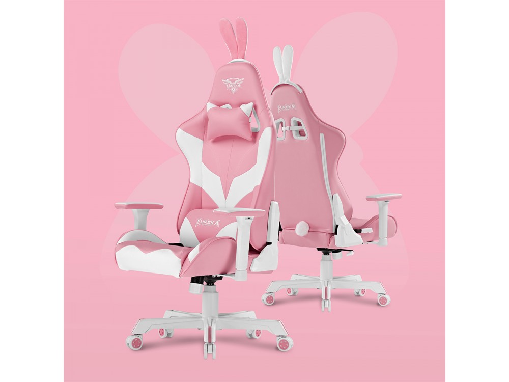 Eureka Ergonomic Pink Bunny, Gaming Καρέκλα Γραφείου με Ανάκλιση, Pink