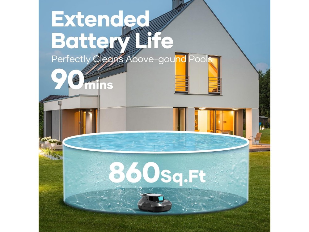 AIPER Scuba SE Cordless Robotic Pool Cleaner, Σκούπα Ρομπότ για Πισίνες έως 80m2 με Διάρκεια Μπαταρίας έως 90 Λεπτά