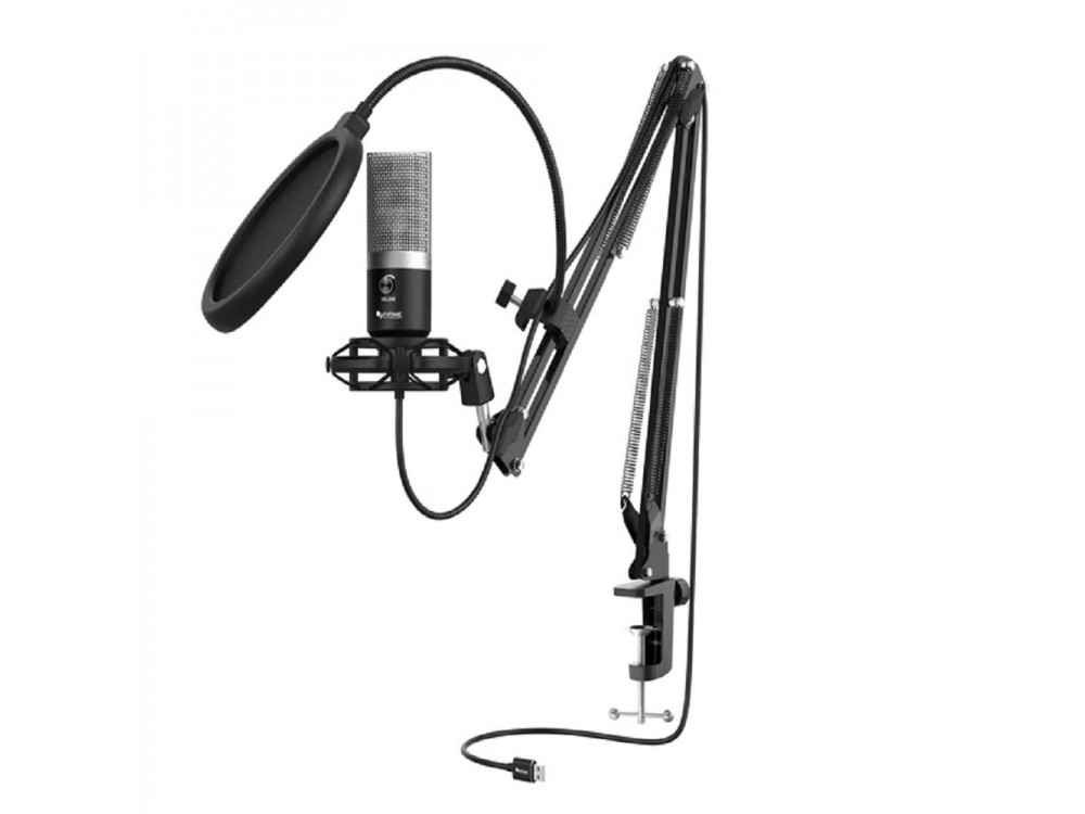 FIFINE T670 Πυκνωτικό Μικρόφωνο USB, KIT με Ρυθμιζόμενη Βάση & AUX-In, Volume Dial για Vocal Recording, Streaming, Podcast κλπ