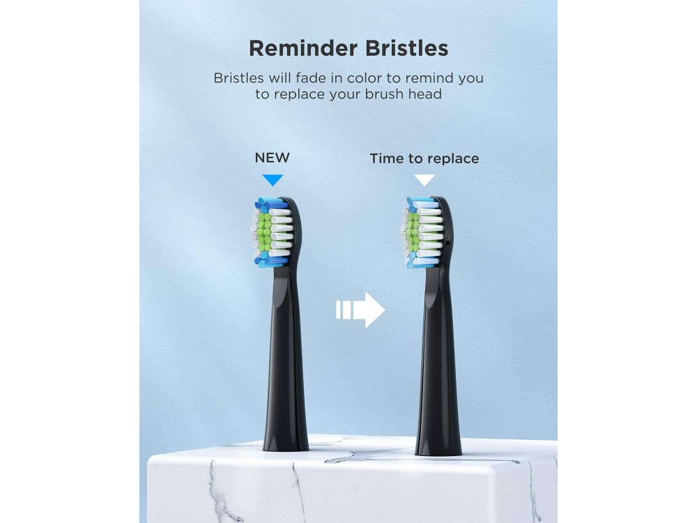 FairyWill Ε11 Ultrasonic Electric Toothbrush, Ηλεκτρική Οδοντόβουρτσα με Χρονομετρητή & 8 Ανταλλακτικές Κεφαλές, Black
