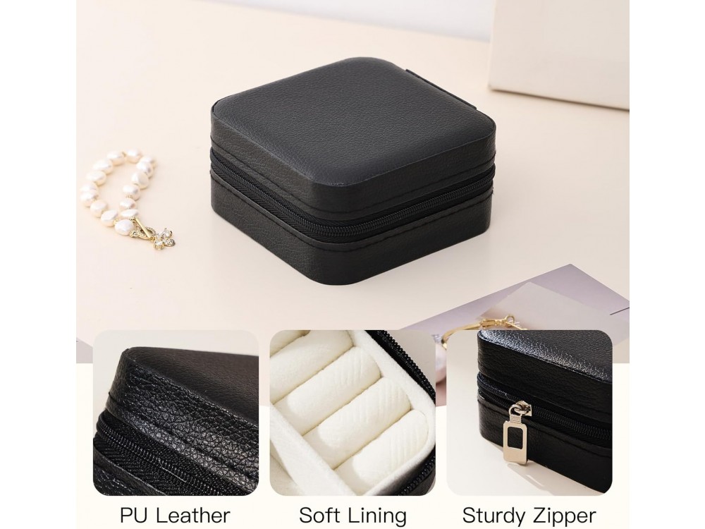 AJ Jewellery Box Case, Μπιζουτιέρα & Φορητή Κοσμηματοθήκη 10 x 10 x 5cm, Black