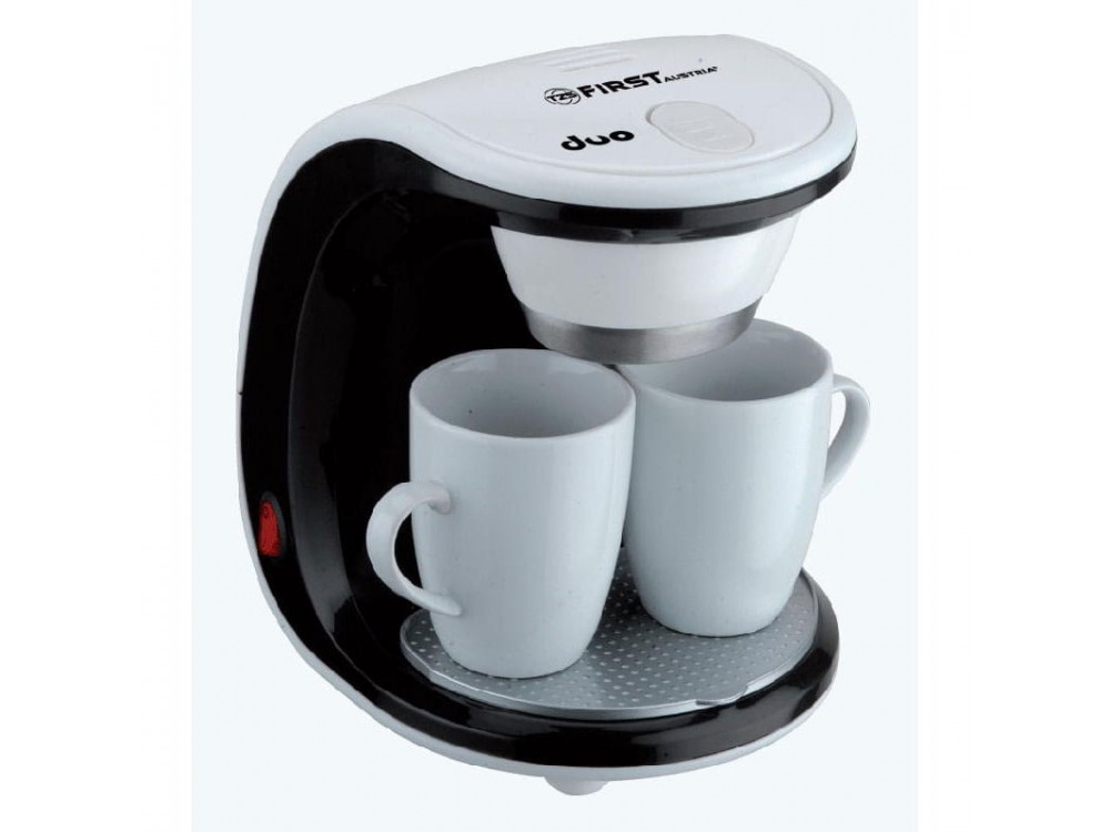 First Austria Duo Filter Coffee Machine, Καφετιέρα Φίλτρου Γαλλικού 2 φλιτζανιών με Μόνιμο φίλτρο & 2 πορσελάνινα φλιτζάνια