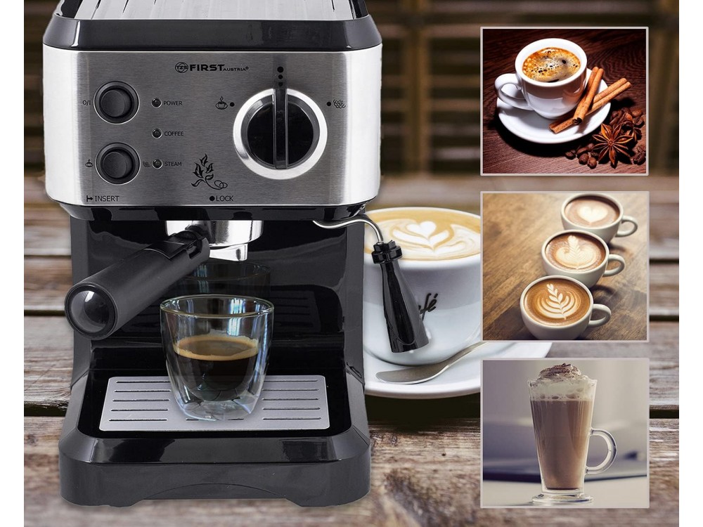 First Austria FA-5476-1 Coffee Maker espresso 15 BAR 1050W & Capacity 1.25lt