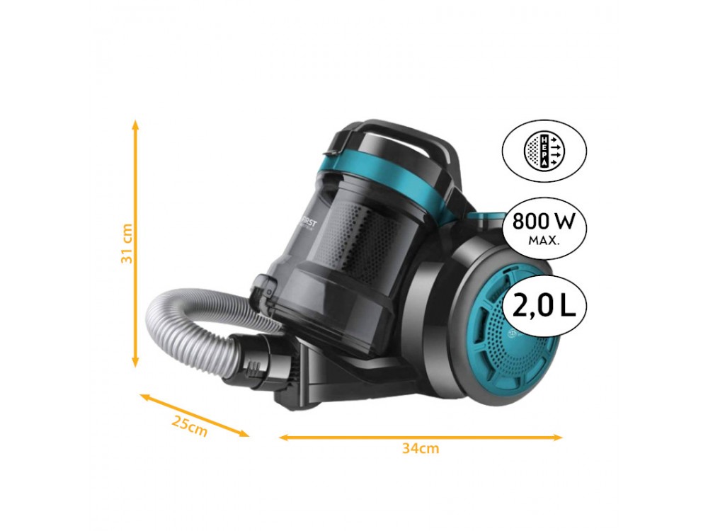 First Austria FA-5547-4-BL Bagless Vacuum Cleaner, with 2L Bucket & HEPA Filter 800W, Blue