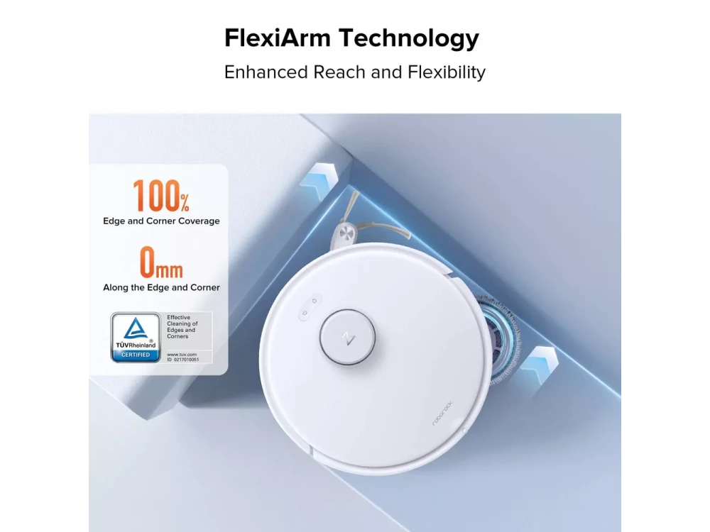 Roborock Q Revo Curv 5A1 Smart Robot Vacuum / Mopping Cleaner, 17,000Pa, & Auto Mop Lifting, White