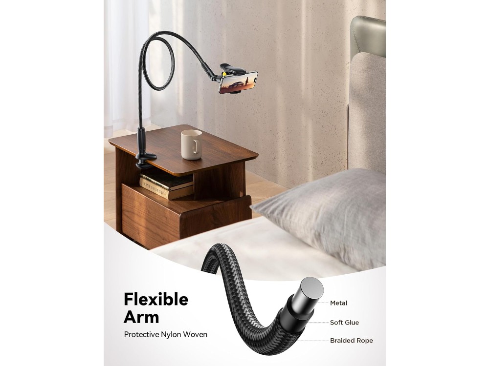 Joyroom JR-ZS389 Gooseneck Εύκαμπη Βάση/Arm τοποθέτησης Κινητού 4"-7" Ίντσες, 100εκ. Ύψος, Black