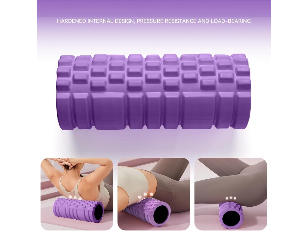 AJ Foam Roller for Muscle Massager, Κύλινδρος Μασάζ 45x14cm, Purple