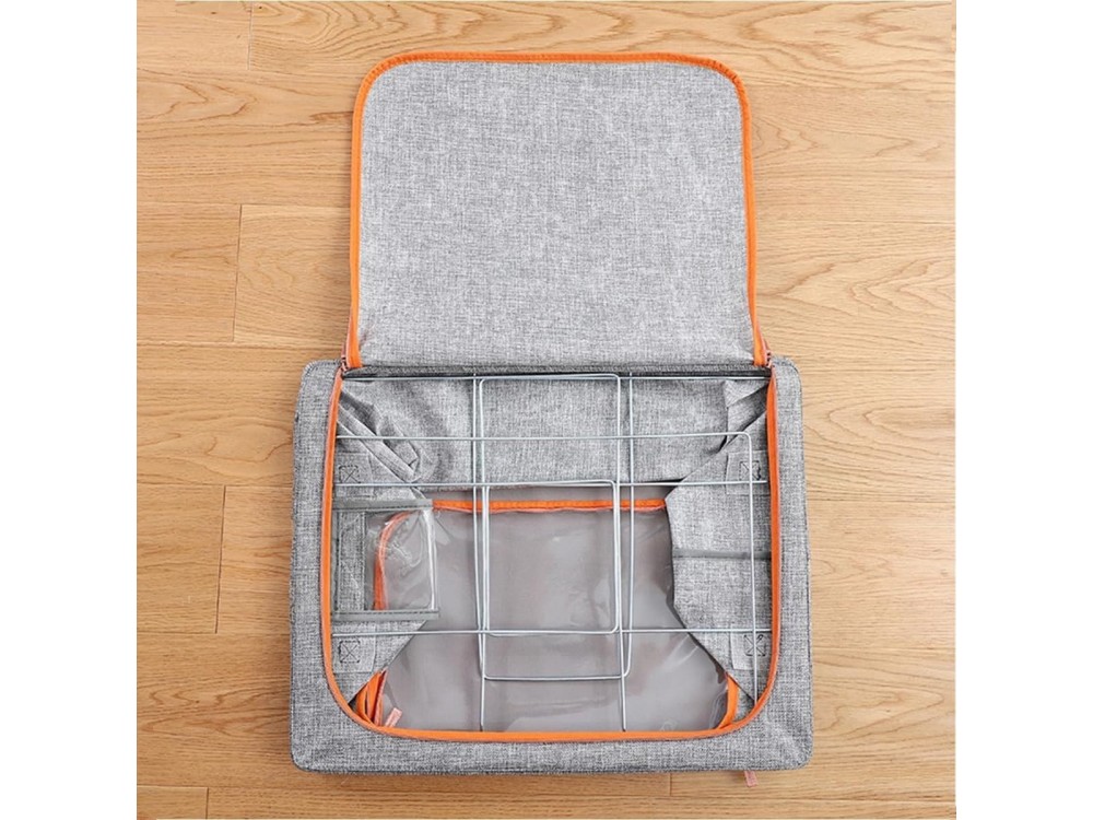 AJ Clothes Storage Organizer Bag 101L, Κουτί Αποθήκευσης Ρούχων με 2 Ανοίγματα/Παράθυρο, 62x43x38cm, Grey