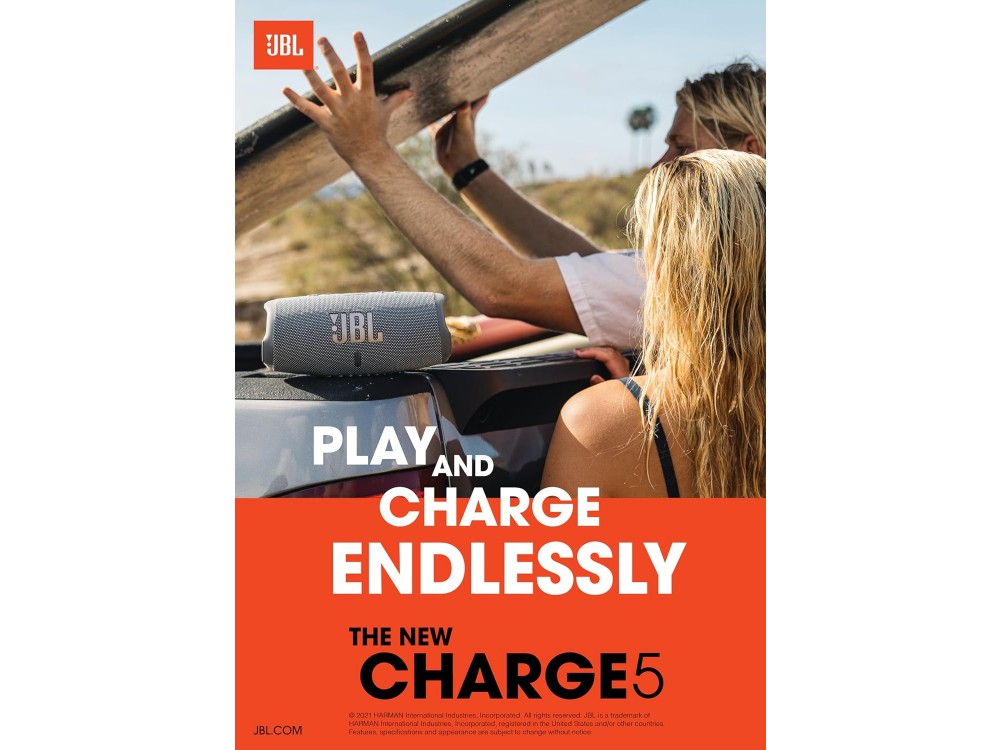 JBL Charge 5, Waterproof Portable Bluetooth Speaker 40W RMS, IP67, with Battery Life up to 20 Hours, Red