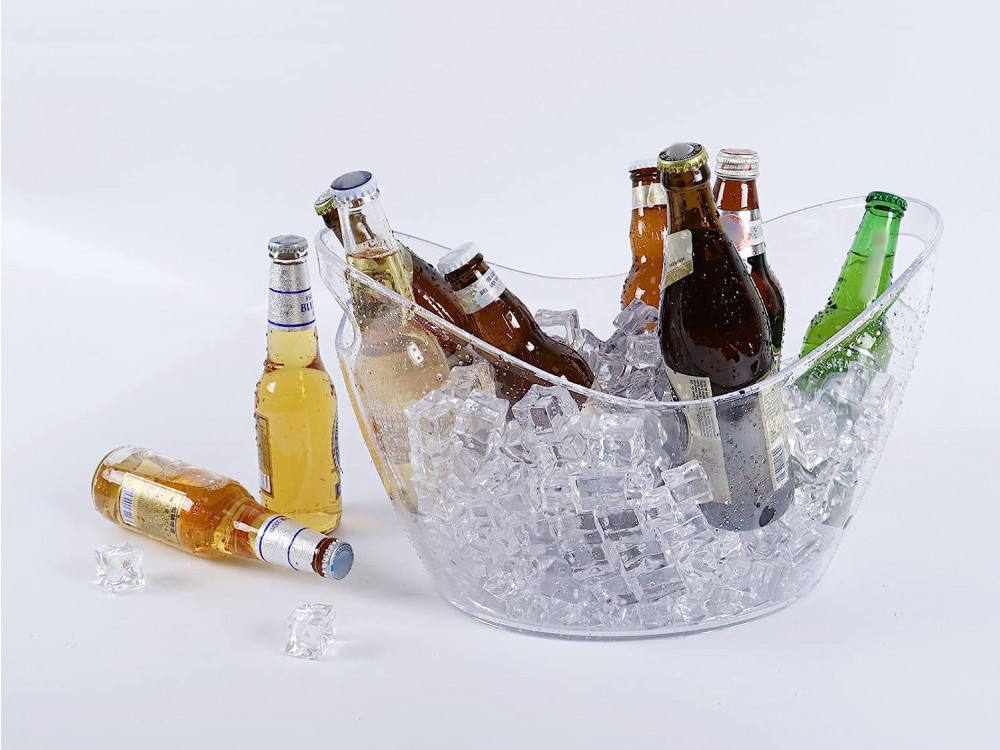 Forneed Ice Bucket, Σαμπανιέρα Οβάλ 12L, Πλαστική 41 x 29 x 27cm, Clear