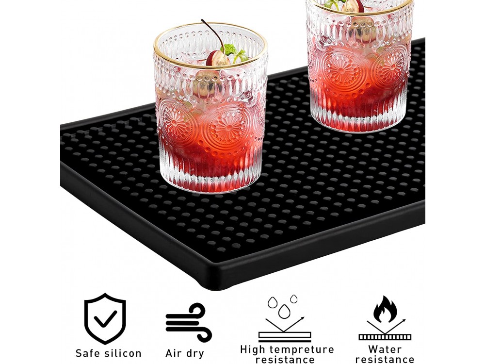 Forneed Rubber Bar Mat, Anti-slip Rubber Bar Mat, Set of 2, Dimensions 45x30x1.5cm