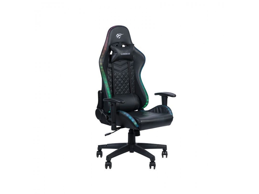 Havit GC927 RGB Gaming Chair, PU Leather Καρέκλα Γραφείου με Φωτισμό και Ανάκλιση, Black