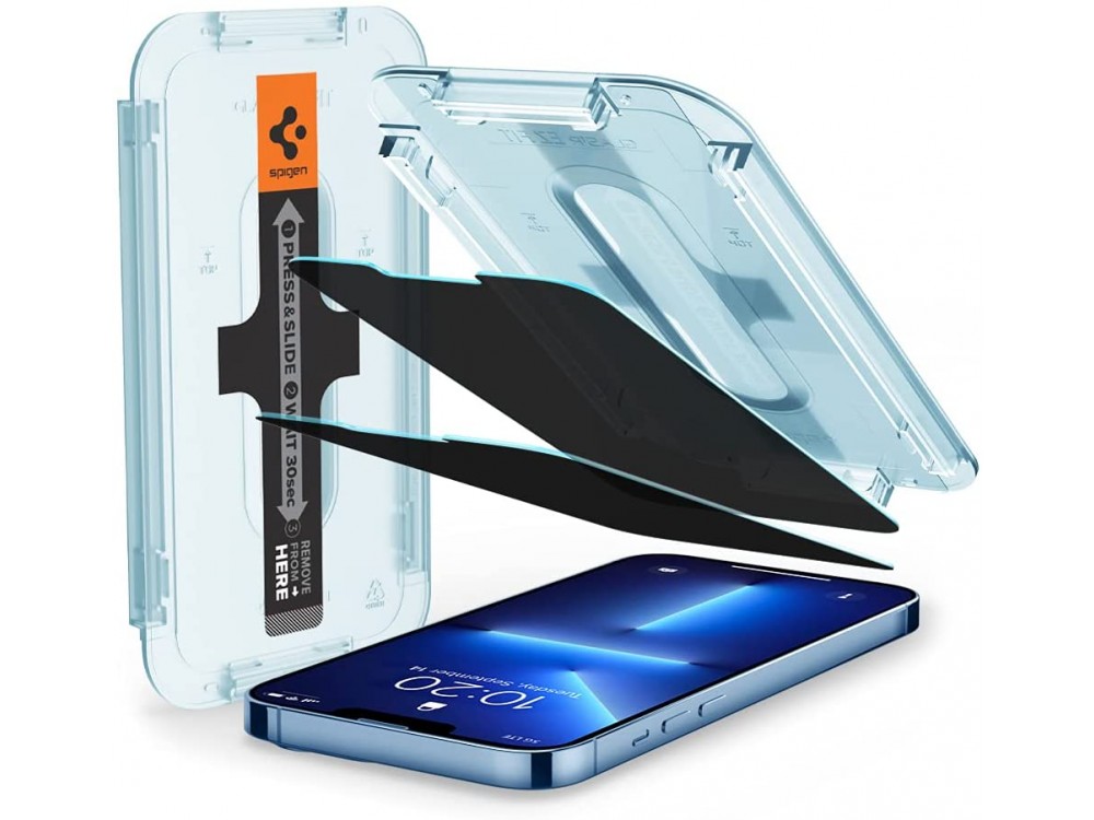 Spigen iPhone 13 Pro Max GLAS.tR EZ FIT Privacy Tempered Glass Premium Screen Protector με Installation frame, Σετ των 2