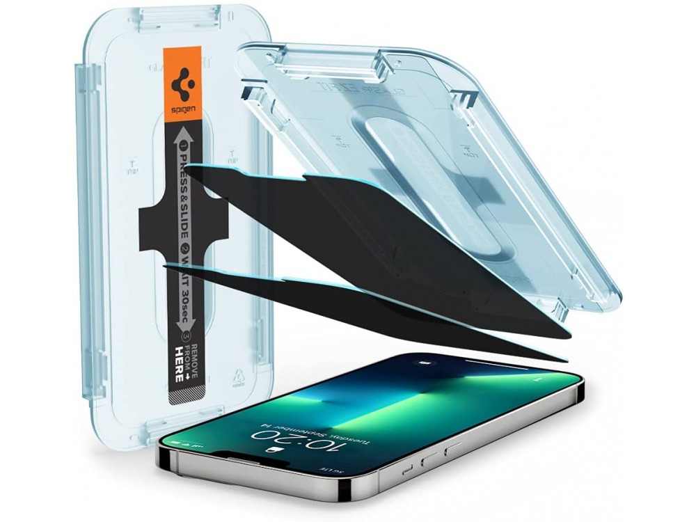 Spigen iPhone 13 / 13 Pro GLAS.tR EZ FIT Privacy Tempered Glass Premium Screen Protector με Installation frame, Σετ των 2