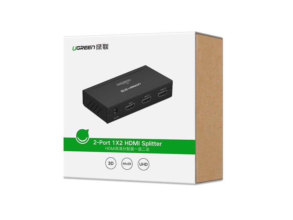 Ugreen HDMI 1-4 Splitter 4K@30Hz HDCP, For transmission of 1 source to 4 monitors, 40m. 1080p relay