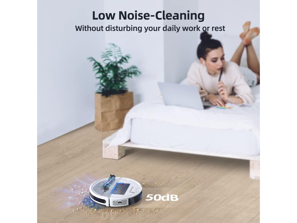 Honiture G20 Smart Robot Vacuum / Mopping Cleaner 4000Pa, Λειτουργία Σφουγγαρίσματος, Έλεγχο μέσω APP & Smart Navigation, Λευκή
