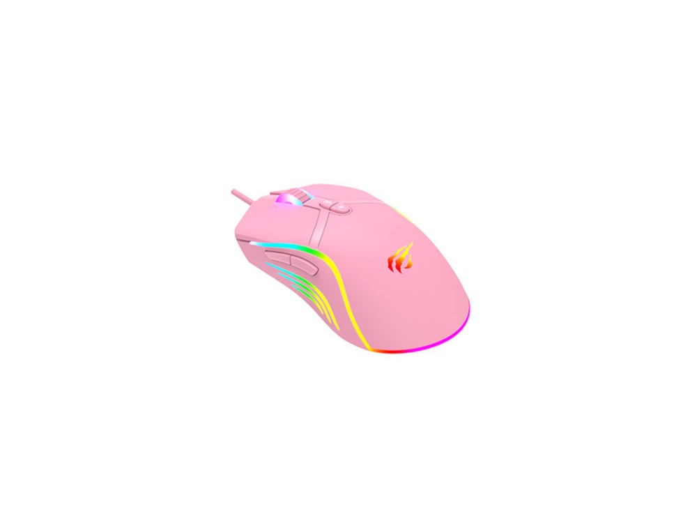 Havit MS1026 Ενσύρματο Gaming Ποντίκι 6400DPI με 7 Κουμπιά RGB Φωτισμό, Ροζ