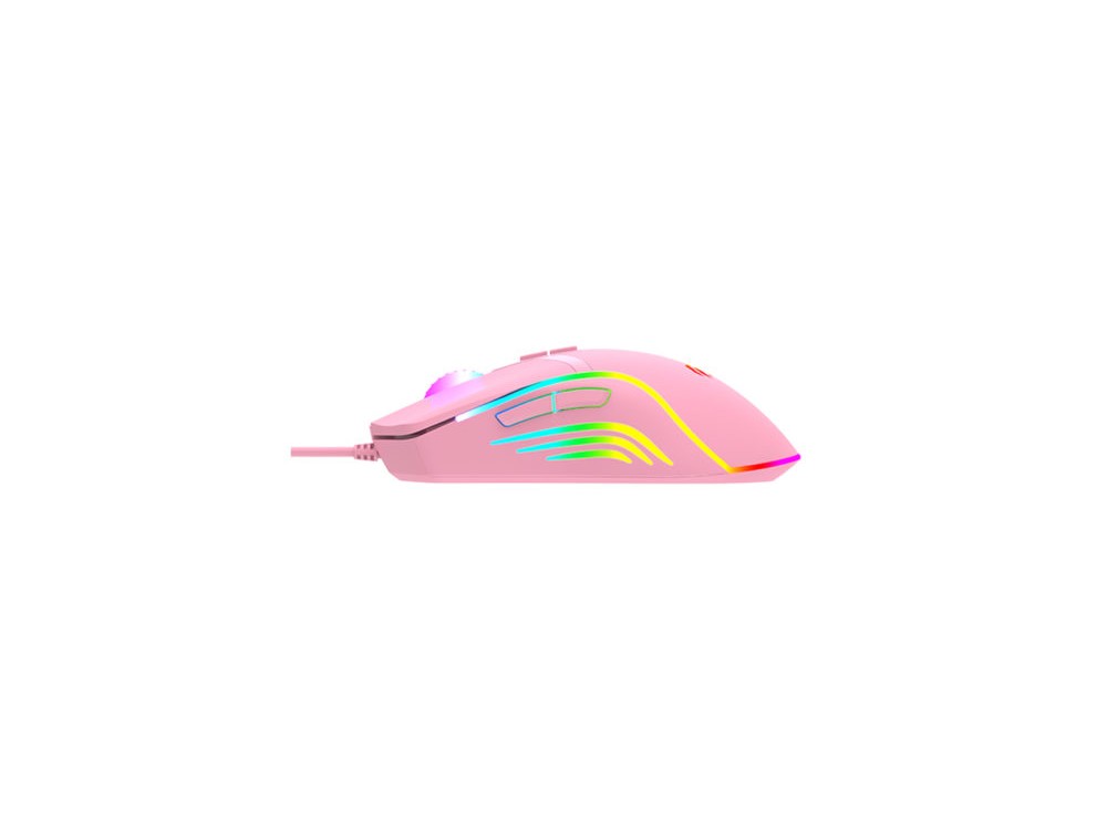 Havit MS1026 Wired Gaming Mouse 6400DPI with 7 Buttons RGB Lighting, Pink