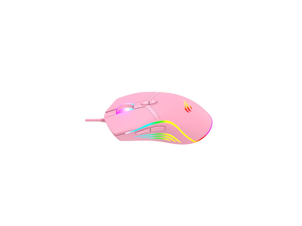 Havit MS1026 Wired Gaming Mouse 6400DPI with 7 Buttons RGB Lighting, Pink