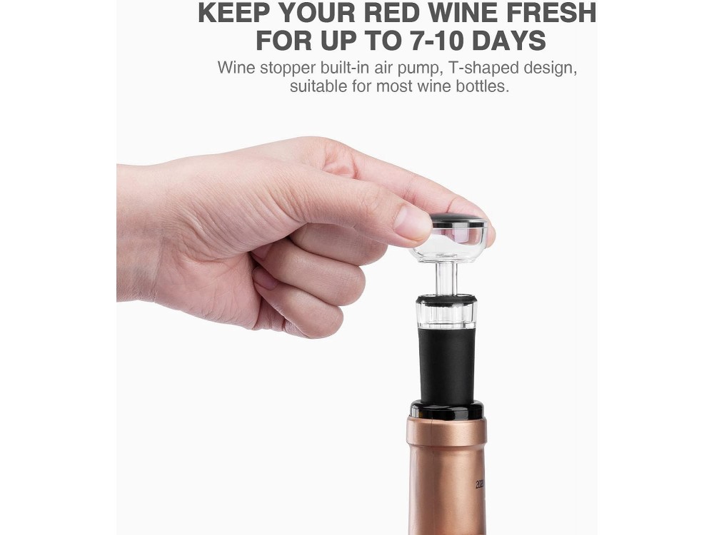 Hotder Electric Corkscrew Professional Wine Opener, Σετ Αξεσουάρ Κρασιού 3τμχ με Ηλεκτρικό Ανοιχτήρι
