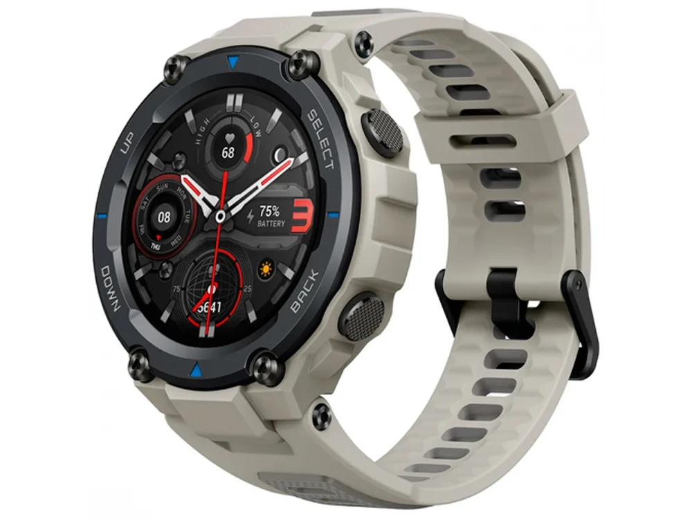 Amazfit T-Rex Pro Smartwatch με Οθόνη AMOLED 1.3", με Παλμογράφο & Built-In GPS, Αδιάβροχο, Desert Grey