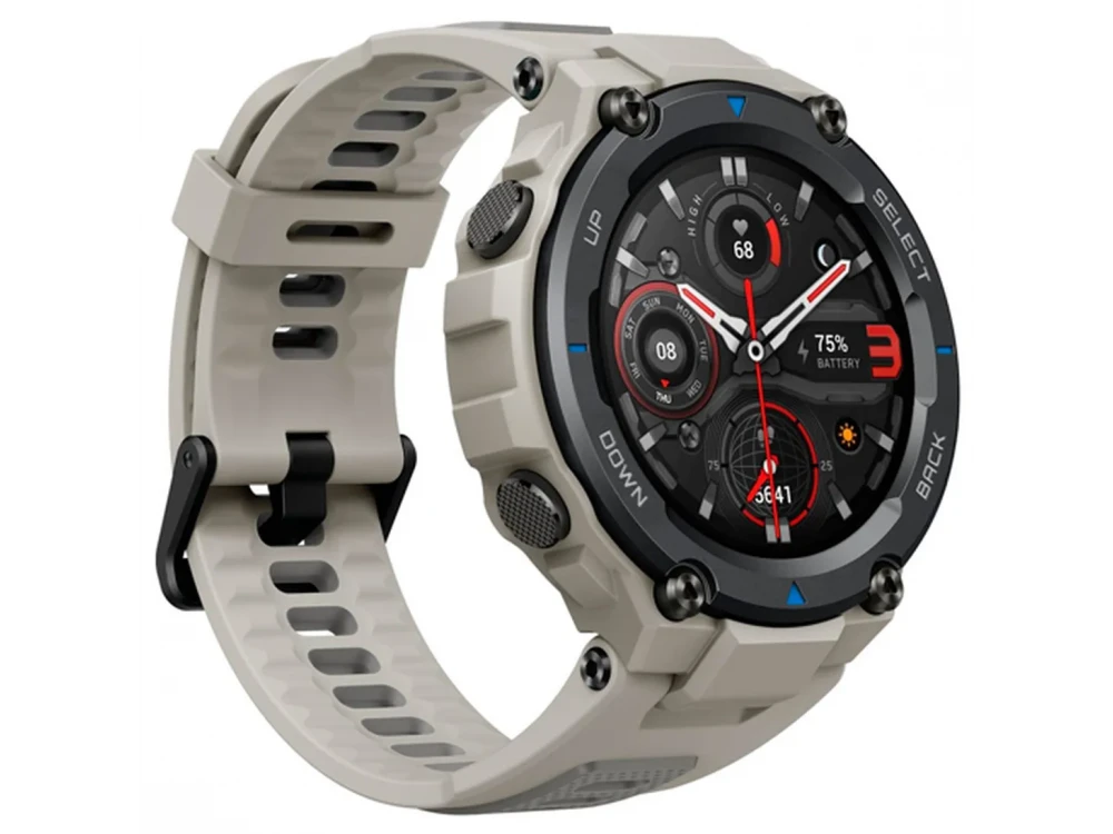 Amazfit T-Rex Pro Smartwatch με Οθόνη AMOLED 1.3", με Παλμογράφο & Built-In GPS, Αδιάβροχο, Desert Grey