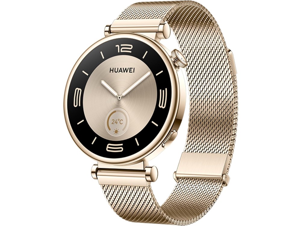 Huawei Watch GT 4 41mm, Waterproof Smartwatch with Oscilloscope & AMOLED Display, Light Gold Milanese Strap