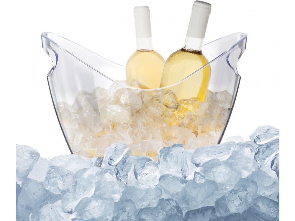 Forneed Ice Bucket, Σαμπανιέρα Οβάλ 4L, Πλαστική 27 x 20.5 x 20.5cm, Clear