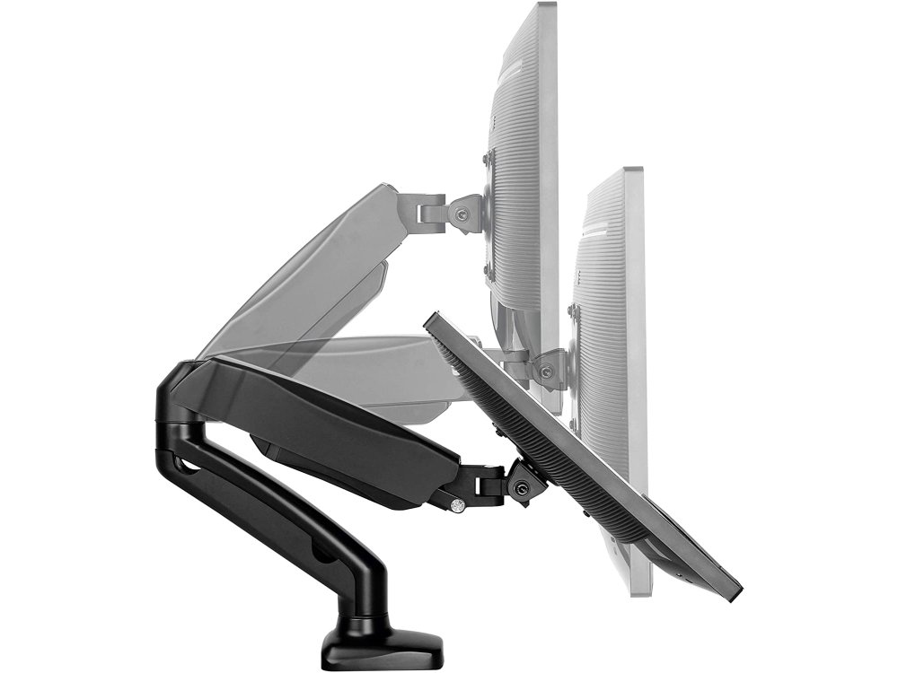 IcyBox Dual Arm Desk Mount with Clamp, Βάση για 2 Οθόνες έως 28” με Διπλούς Βραχίονες, έως 13kg