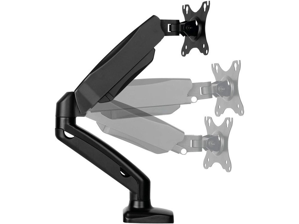 IcyBox Single Arm Desk Mount with Clamp, Βάση για Οθόνη έως 27” με Διπλούς Βραχίονες, έως 6,5kg