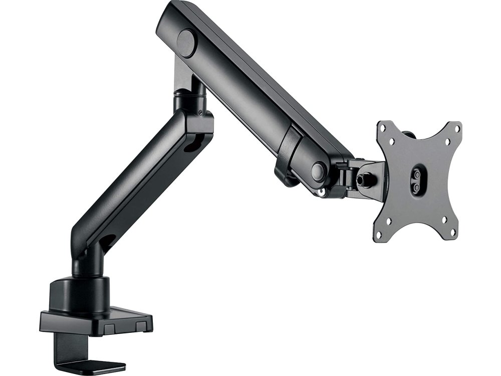 IcyBox Single Arm Desk Mount with Clamp, up to 32”, Dual arms, Max load 8kg