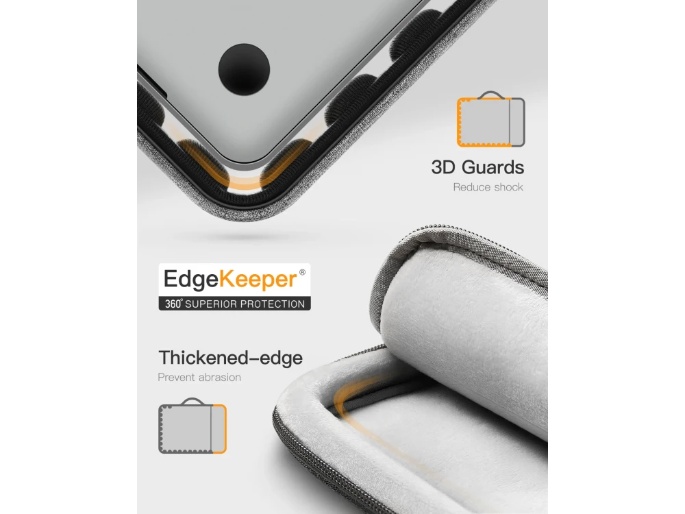 Inateck 360° Protection Sleeve/Laptop Case 15.6" Waterproof for Macbook / DELL XPS / HP / Surface, with External Case, Grey