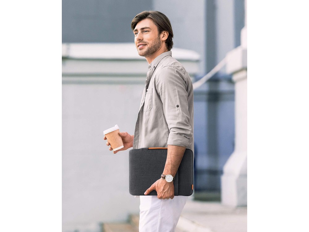 Inateck 360° Protection Sleeve/Laptop Case Waterproof for Macbook 14.2" / DELL XPS / HP / Surface, with External Case, Black Grey