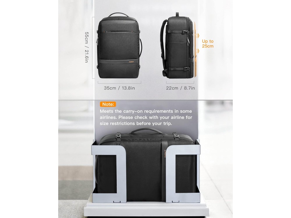 Inateck 42L Travel Carry On Cabin Backpack, Waterproof Backpack 42L, Black