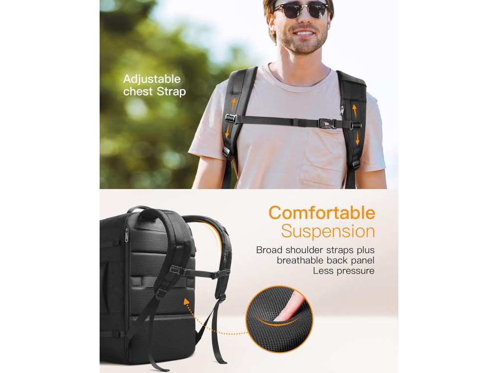 Inateck 42L Travel Carry On Cabin Backpack, Waterproof Backpack 42L, Black