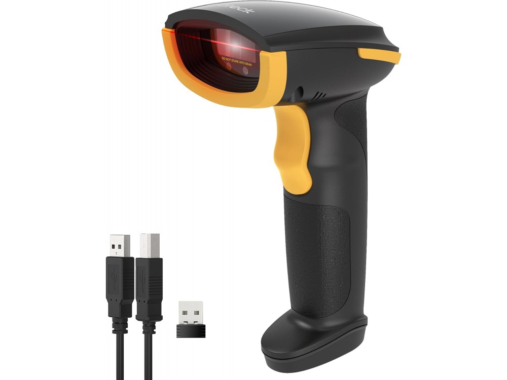 Inateck BCST-21 Handheld Barcode Scanner Wireless (2.4GHz / Bluetooth) & Wired with 1D Barcodes Reading Capability, Black