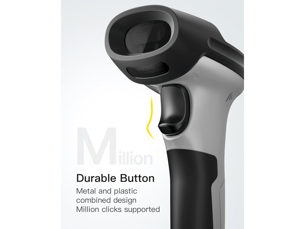 Inateck BCST-70 Handheld Barcode Scanner Wireless (2.4GHz / Bluetooth) & Wired with 1DBarcodes Reading Capability, Black