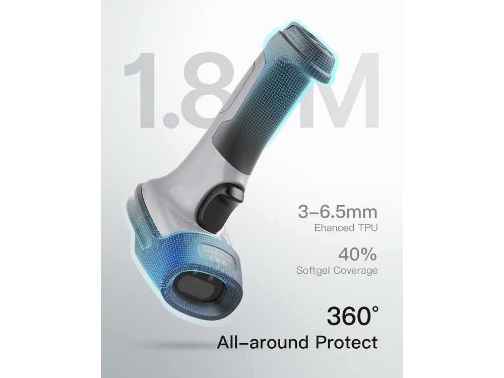 Inateck BCST-70 Handheld Barcode Scanner Wireless (2.4GHz / Bluetooth) & Wired with 1DBarcodes Reading Capability, Black