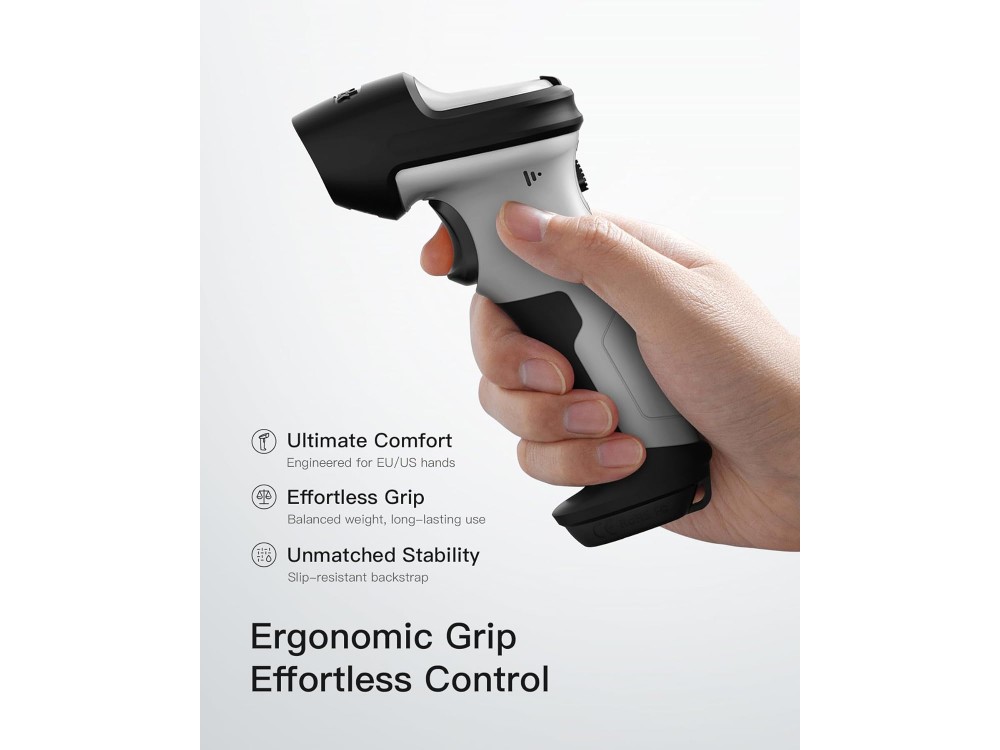 Inateck BCST-70 Handheld Barcode Scanner Wireless (2.4GHz / Bluetooth) & Wired with 1DBarcodes Reading Capability, Black