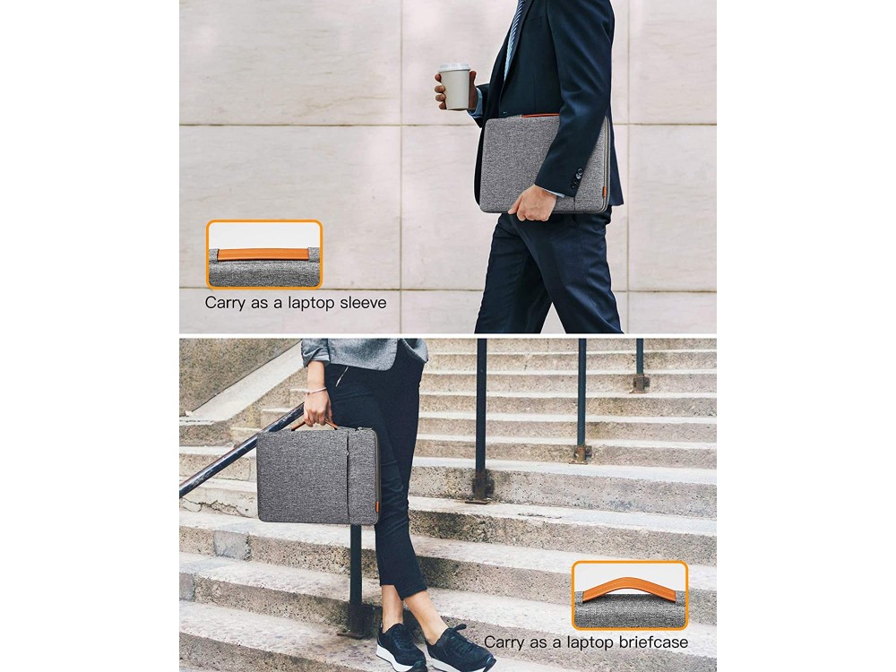 Inateck 360° Protection Sleeve 13.3" Waterproof for Macbook 14.2" / DELL XPS / HP / Surface, with External Sleeve, Grey