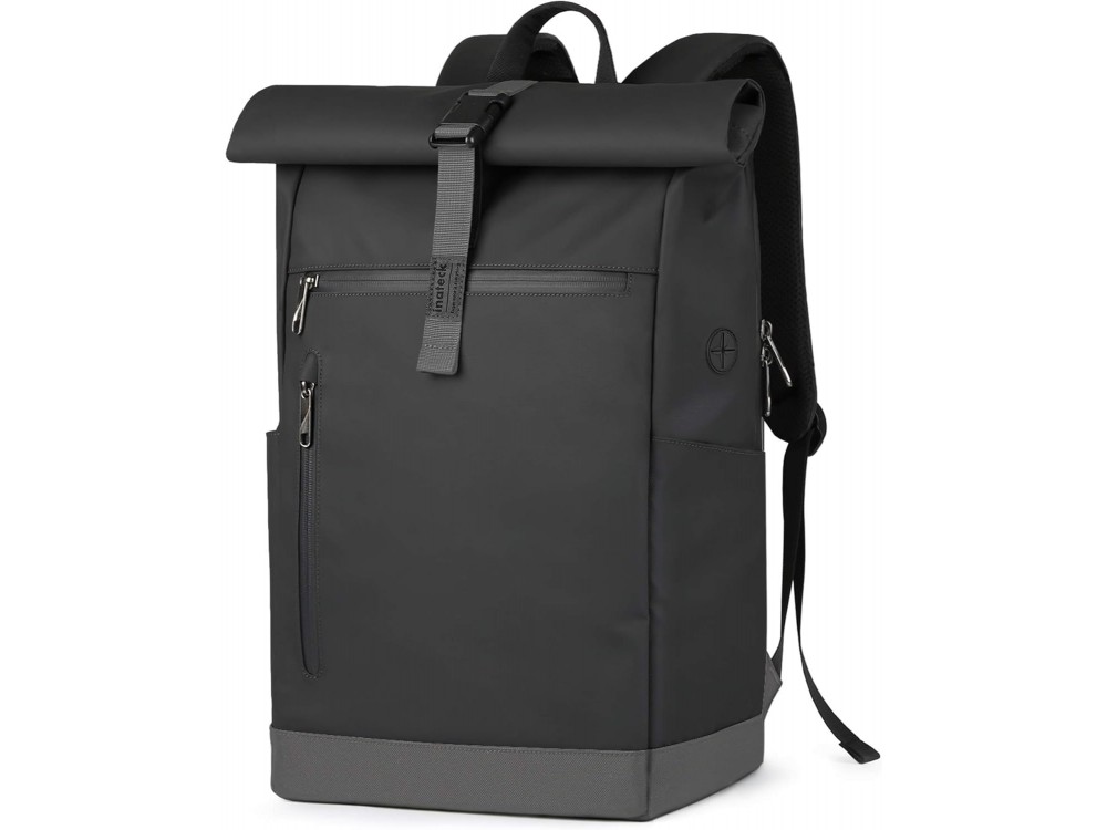 Inateck RollTop Backpack, Waterproof Backpack 25–35L, with Cable Hole, Power Bank & Laptop Slot Up to 17", Black